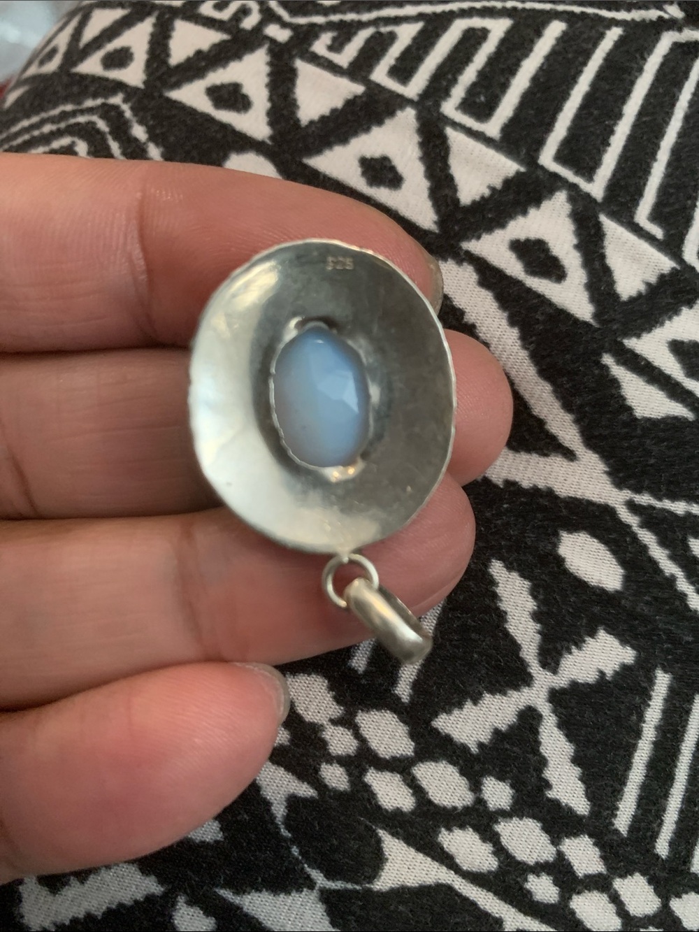 Vintage Sterling Silver Milky Opal Pendant - Picture 5 of 5